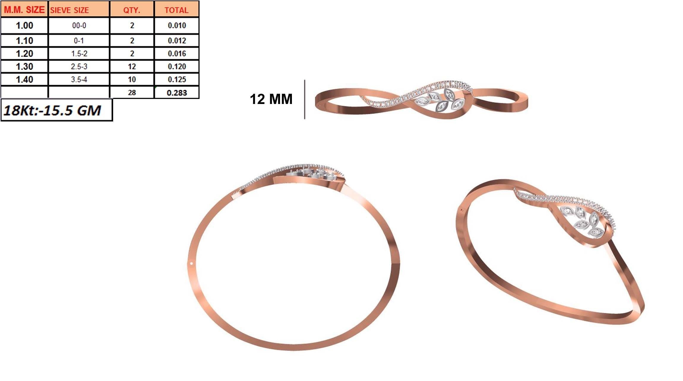 Women Bangle Bracelet STL JCD Details 3D print model_1