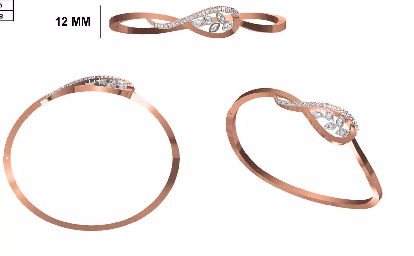 Women Bangle Bracelet STL JCD Details 3D print model_0