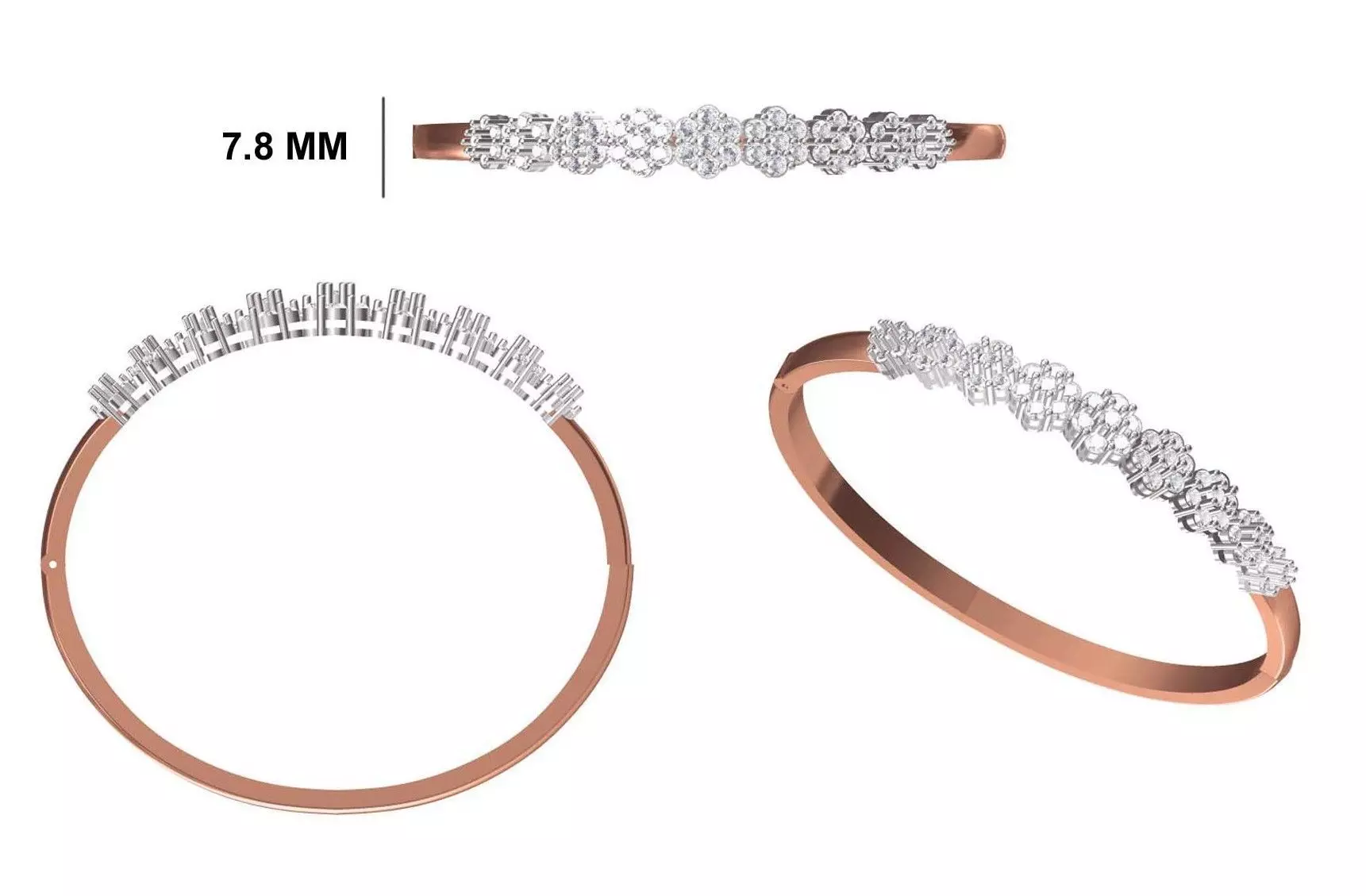 Women Bangle Bracelet STL JCD Details 3D print model_0