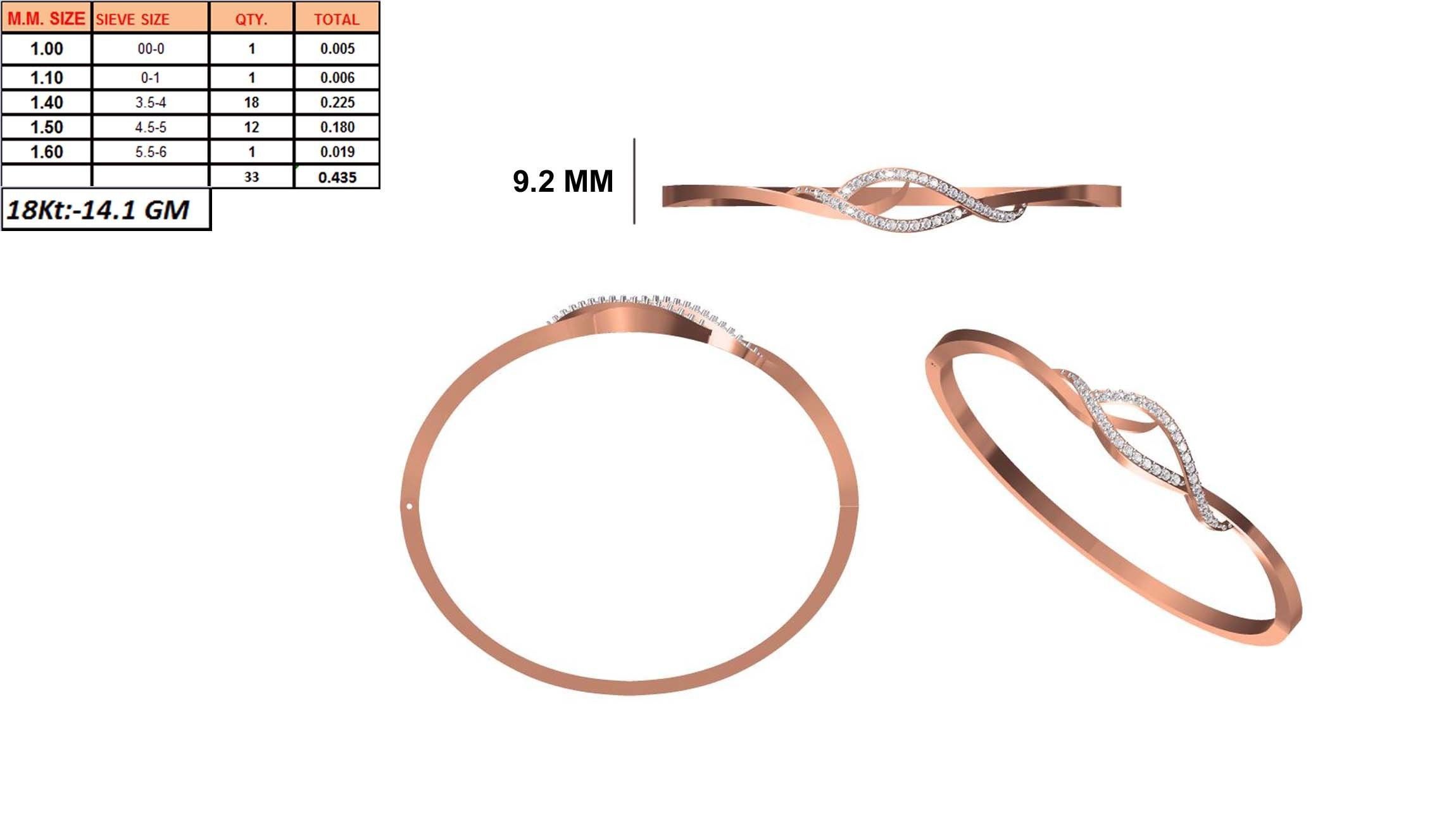 Women Bangle Bracelet STL JCD Details 3D print model_1