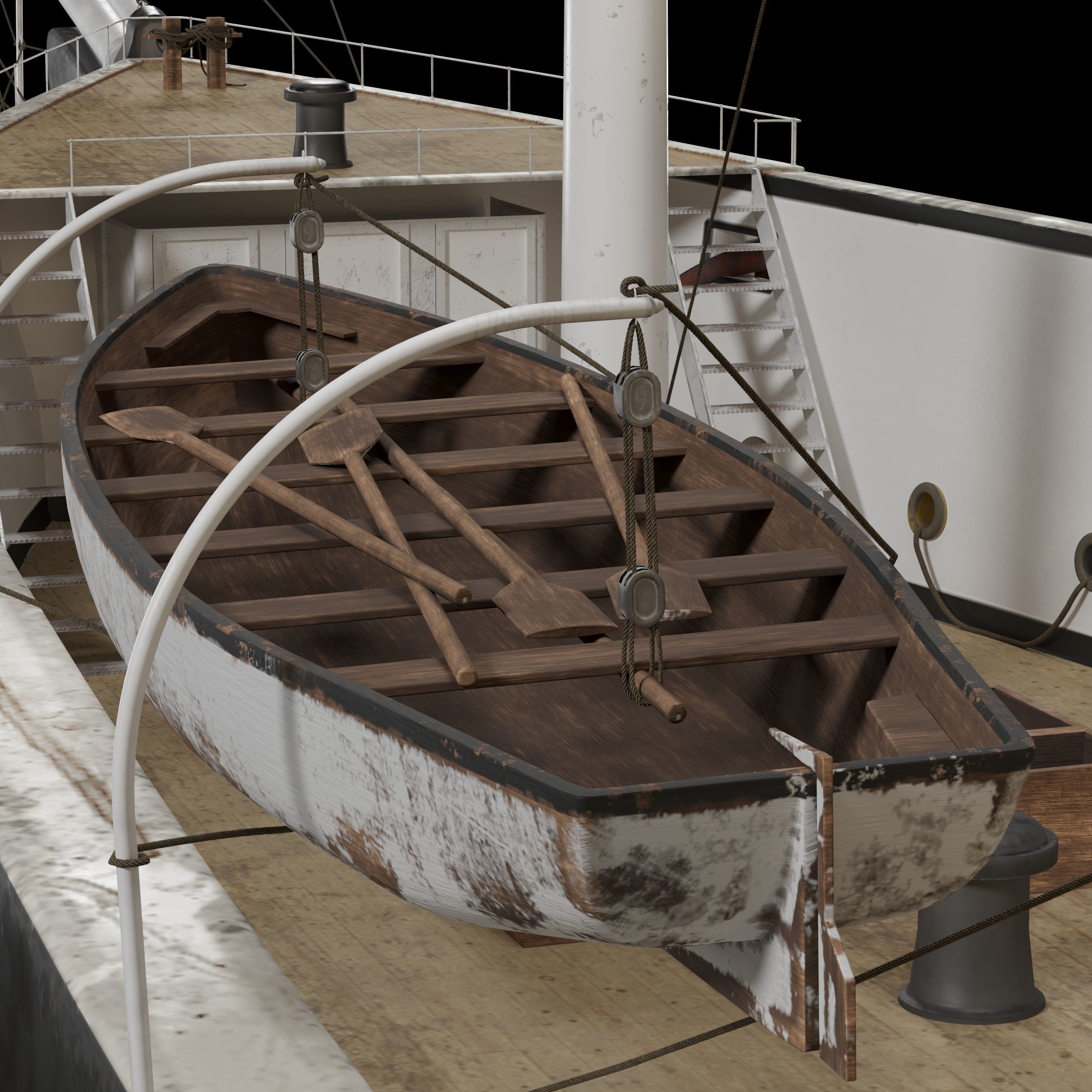 Steamsail Hartford Sail Warship 3D model_5