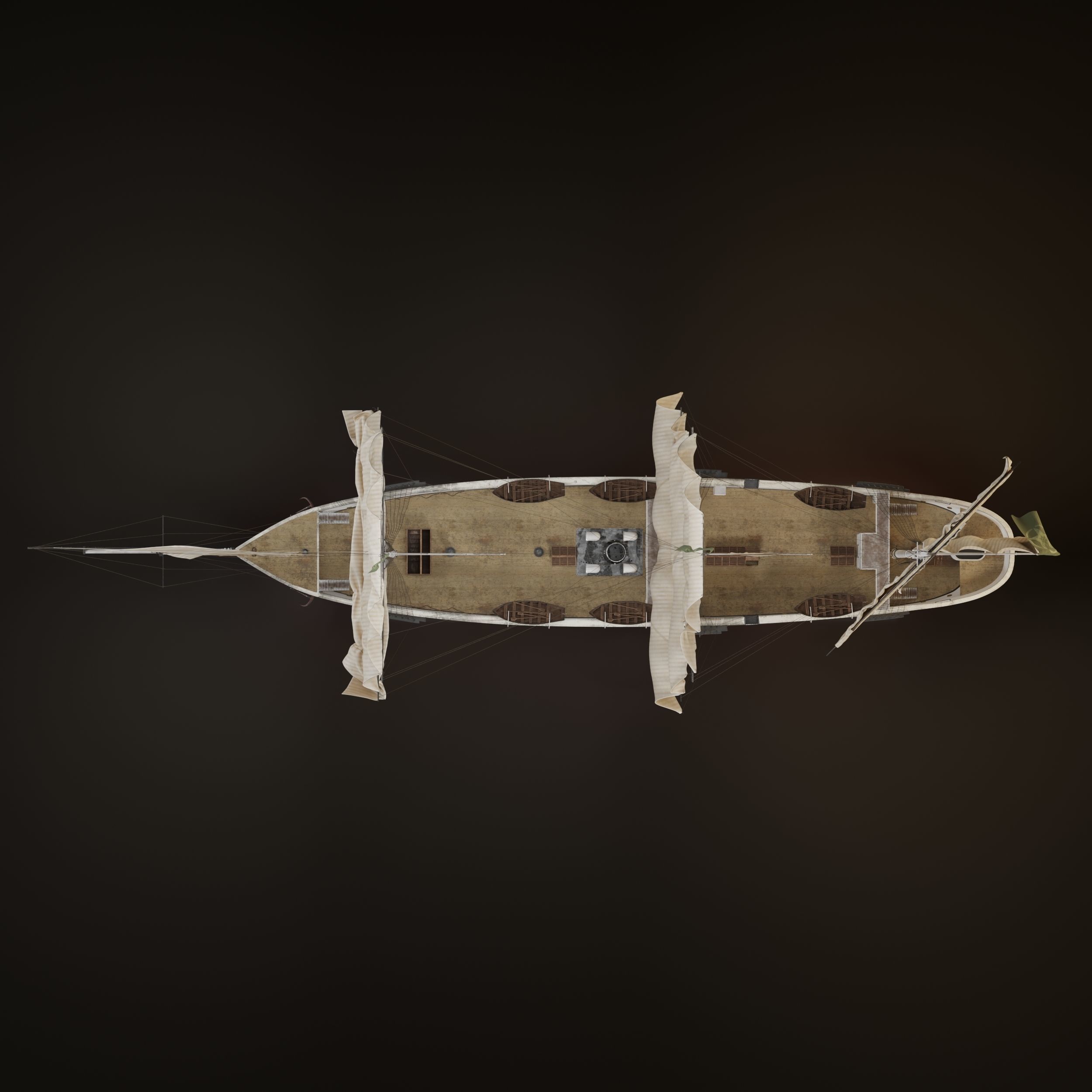 Steamsail Hartford Sail Warship 3D model_7