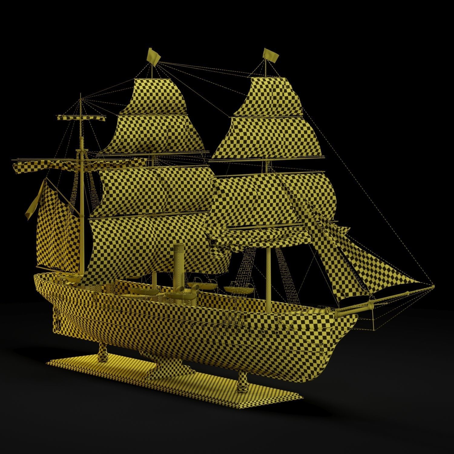 Steamsail Hartford Sail Warship 3D model_10