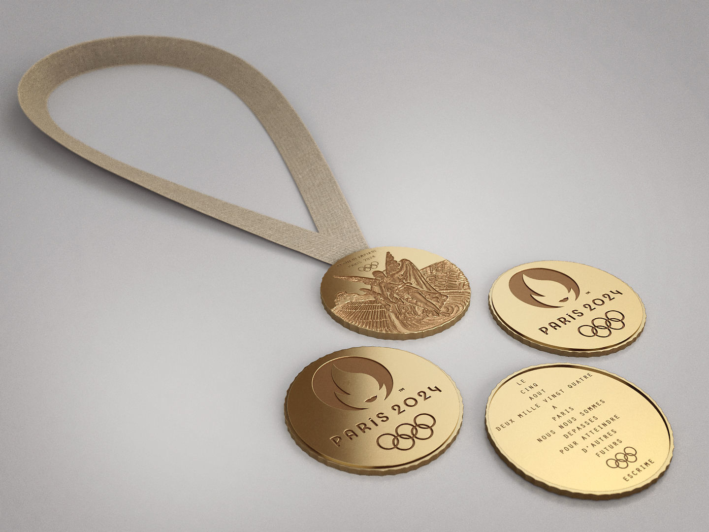PARIS 2024 Official Olympic Games Medal 3D model_1