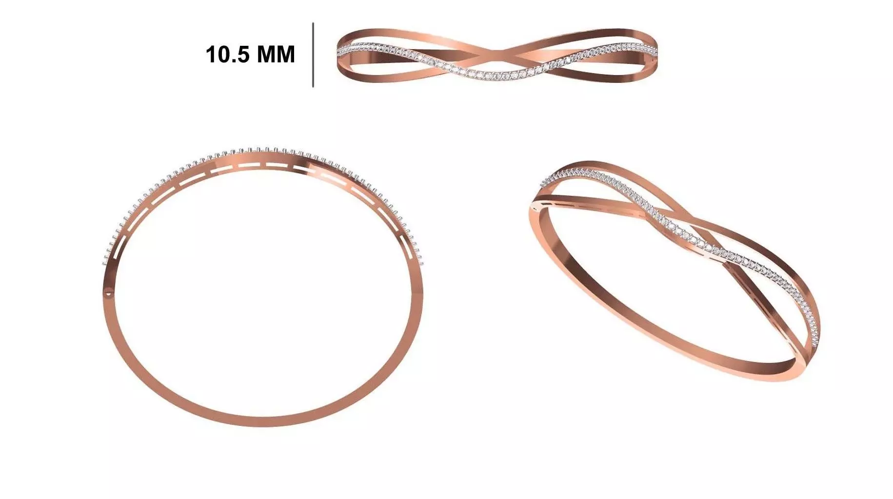 Women Bangle Bracelet STL JCD Details 3D print model_0