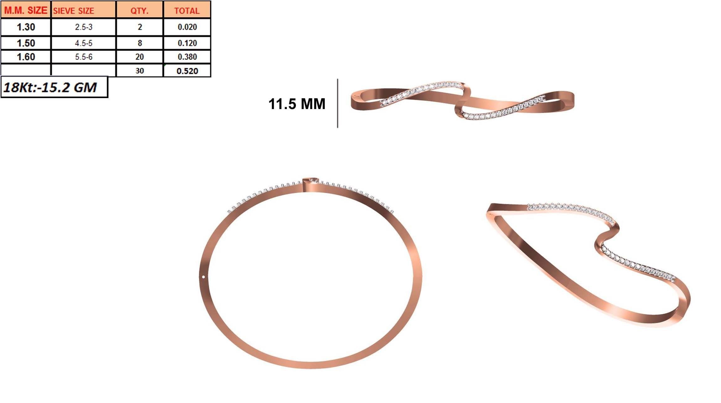 Women Bangle Bracelet STL JCD Details 3D print model_1