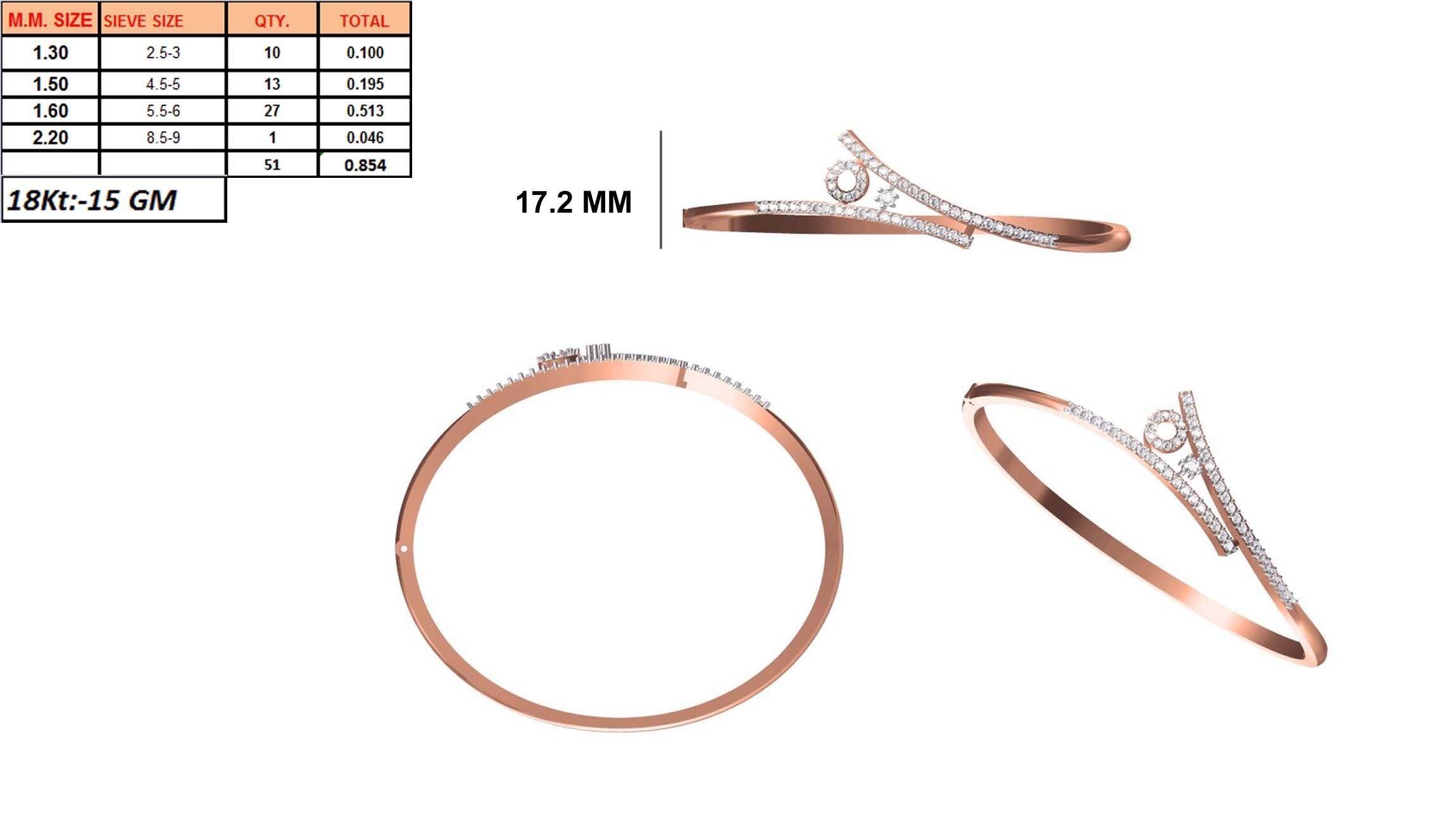 Women Bangle Bracelet STL JCD Details 3D print model_1