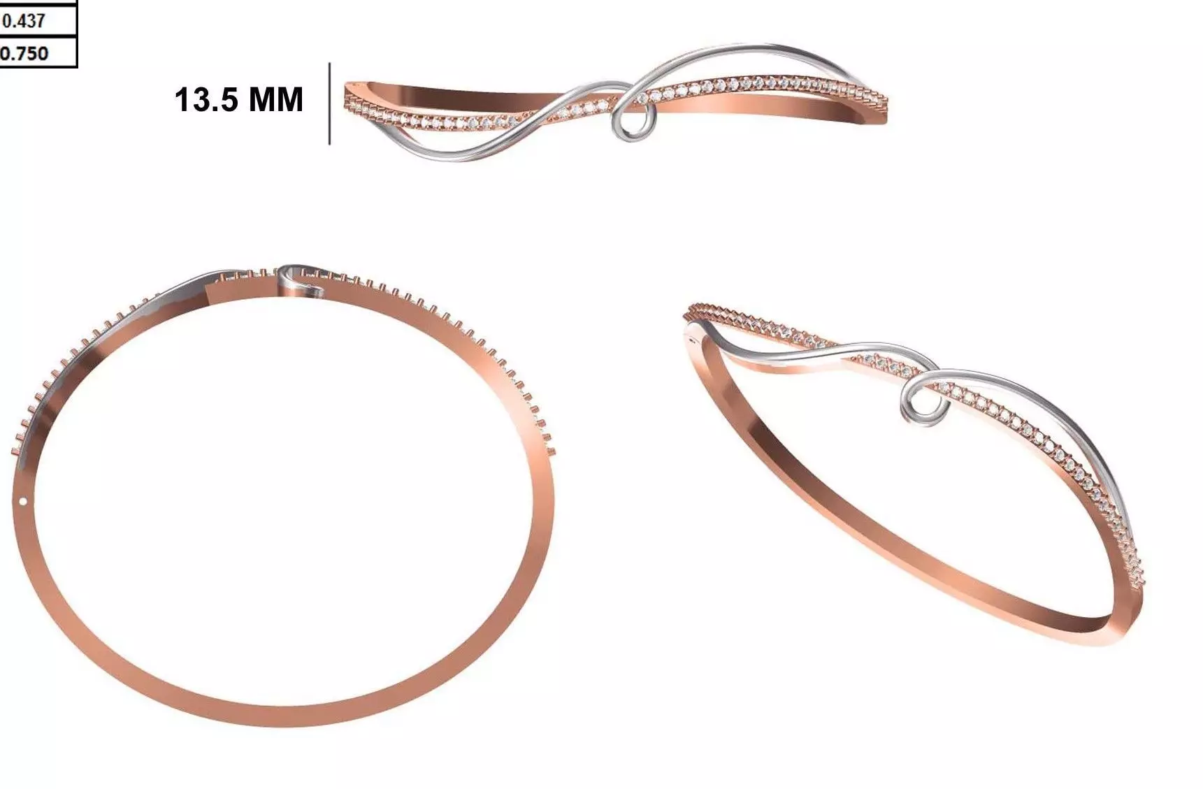 Women Bangle Bracelet STL JCD Details 3D print model_0