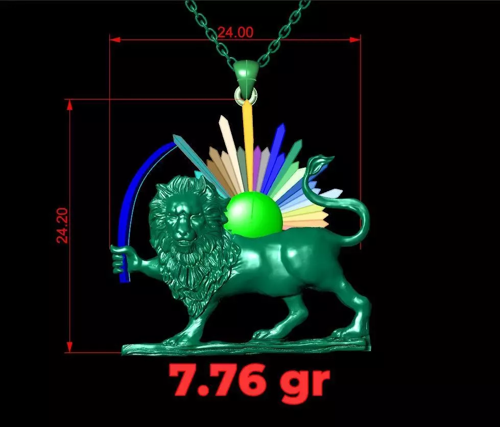 lion and sun shir o Khorshid 3D print model