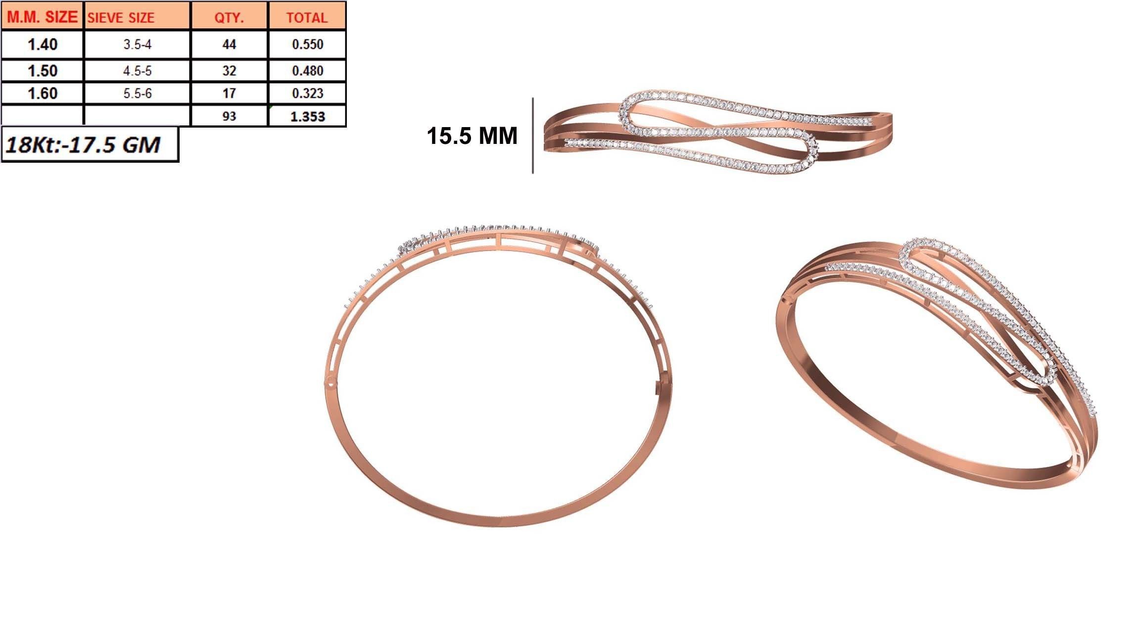 Women Bangle Bracelet STL JCD Details 3D print model_1