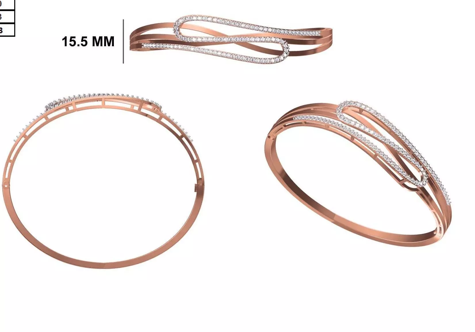 Women Bangle Bracelet STL JCD Details 3D print model_0