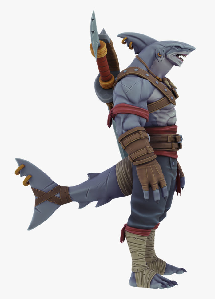 Shark Warrior Low-poly 3D model_5