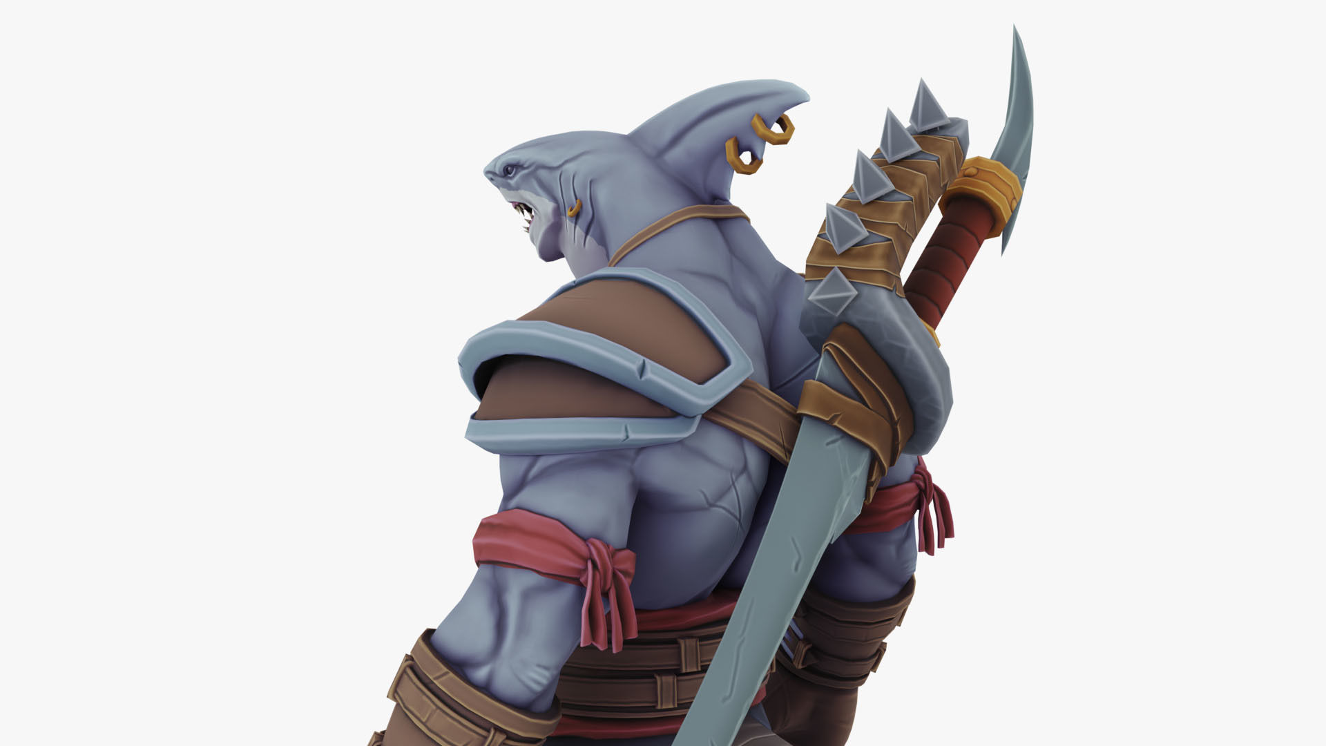 Shark Warrior Low-poly 3D model_1