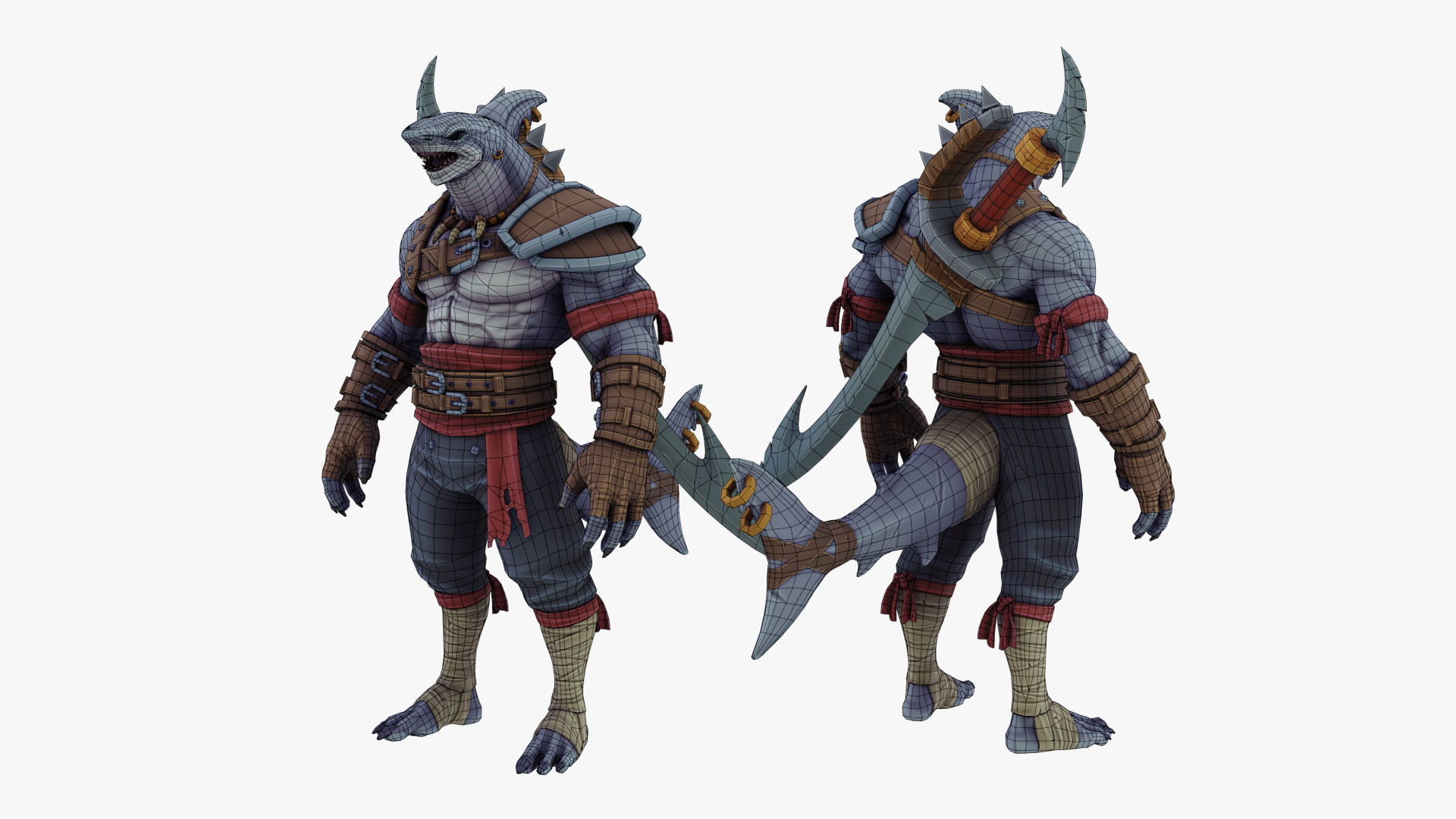 Shark Warrior Low-poly 3D model_7
