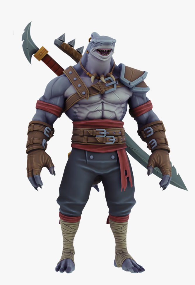 Shark Warrior Low-poly 3D model_3