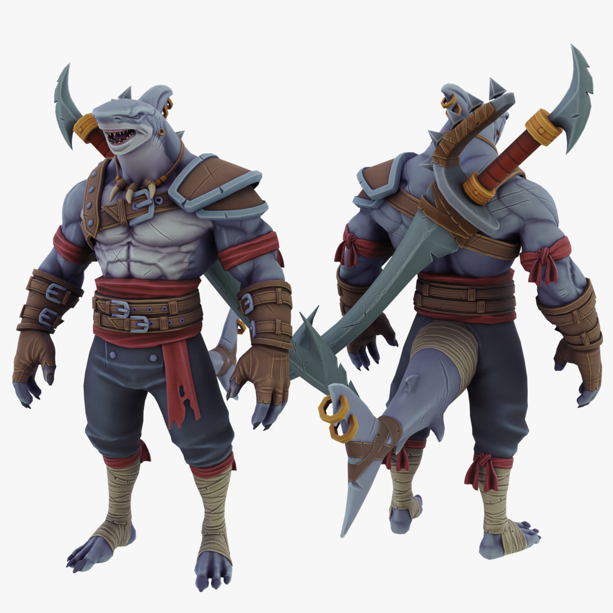 Shark Warrior Low-poly 3D model_2