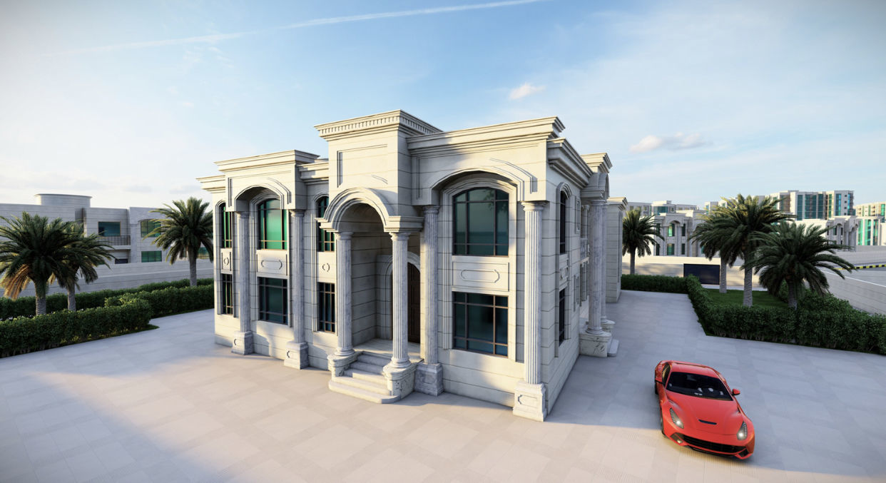 Classic villa 3D model_2