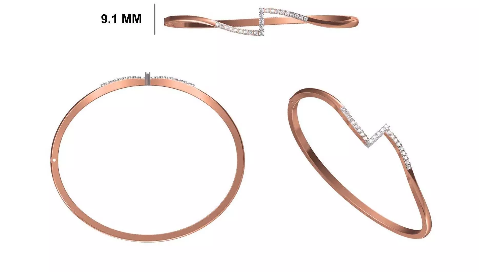 Women Bangle Bracelet STL JCD Details 3D print model_0