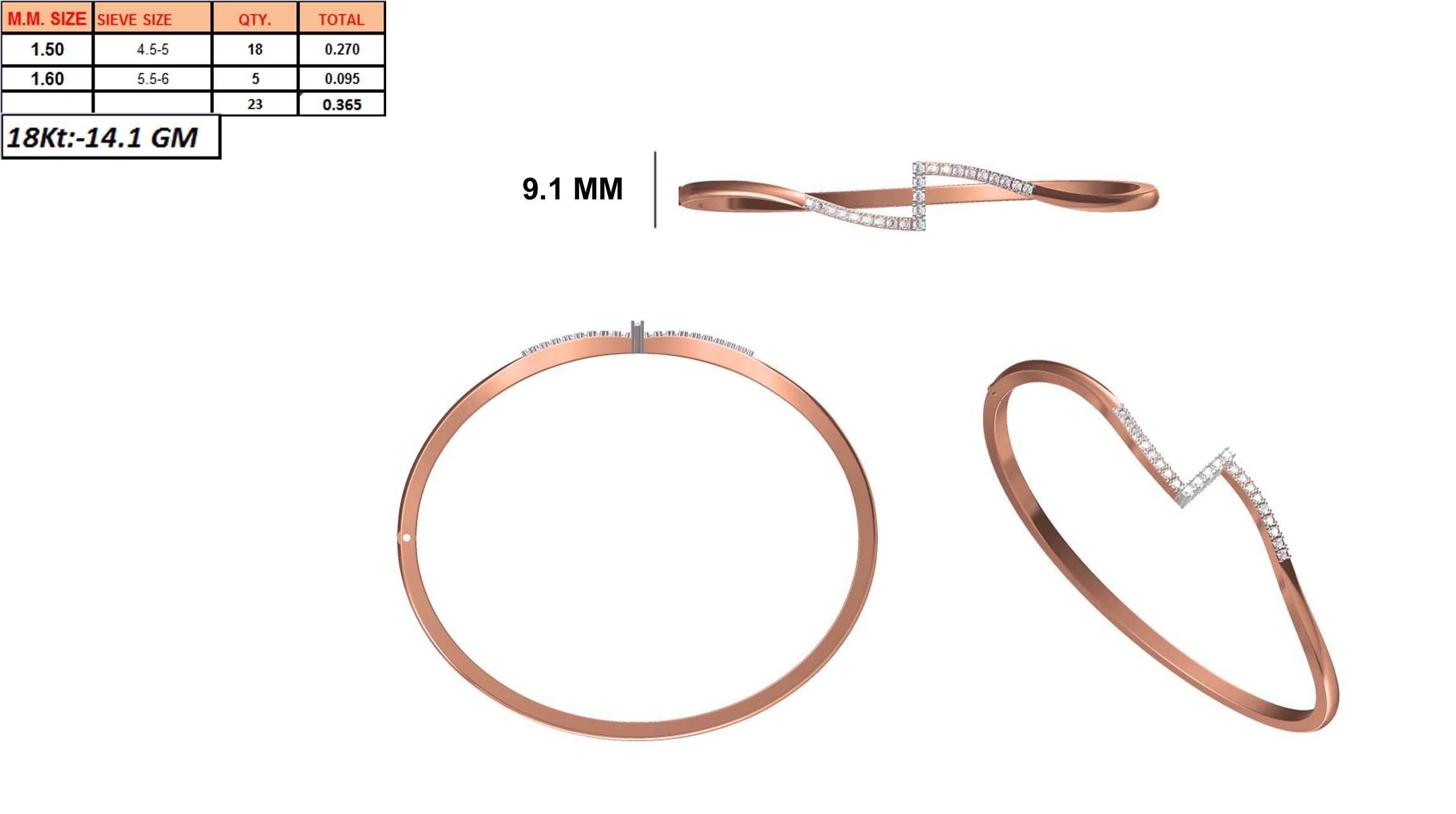 Women Bangle Bracelet STL JCD Details 3D print model_1