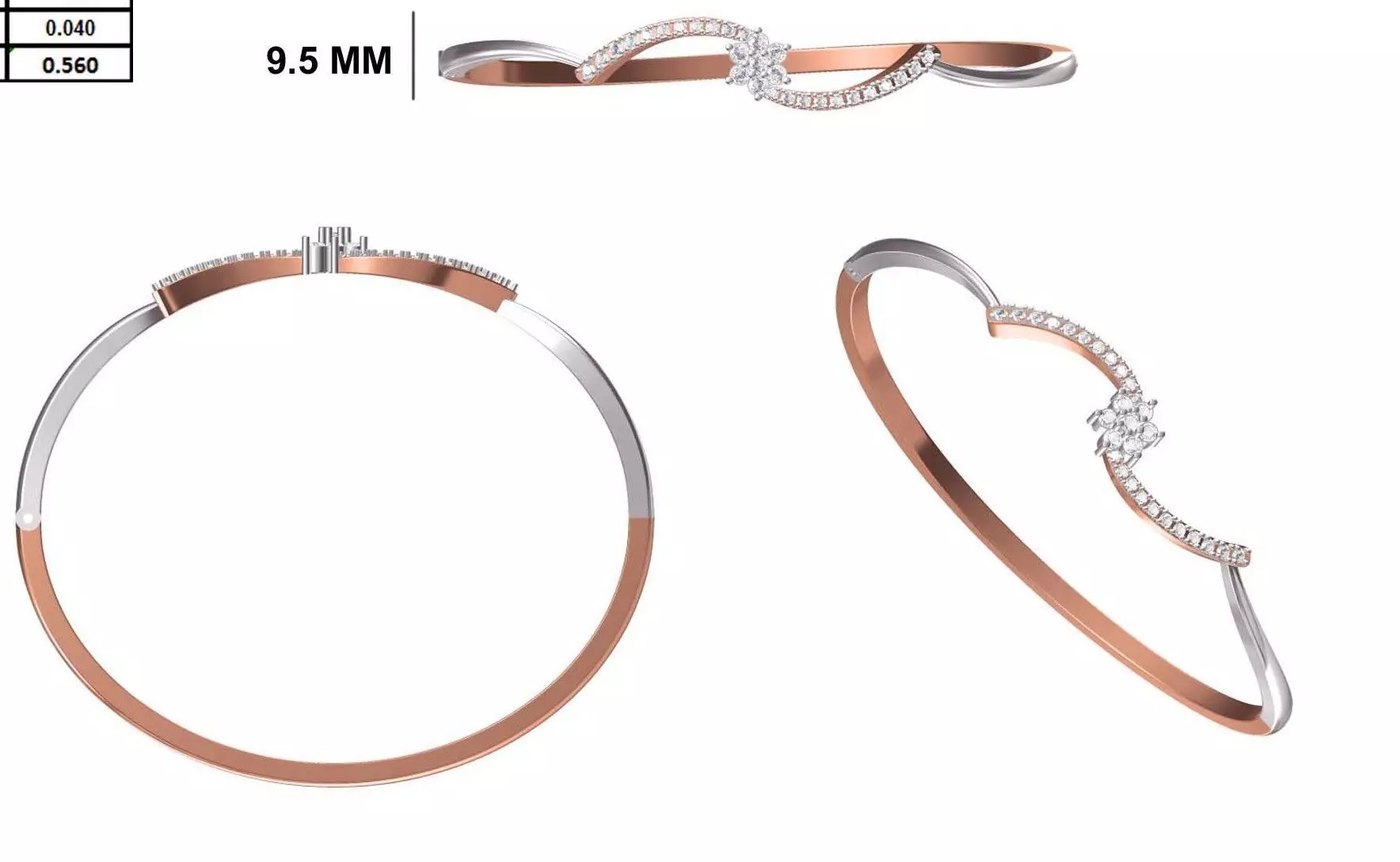 Women Bangle Bracelet STL JCD Details 3D print model_0