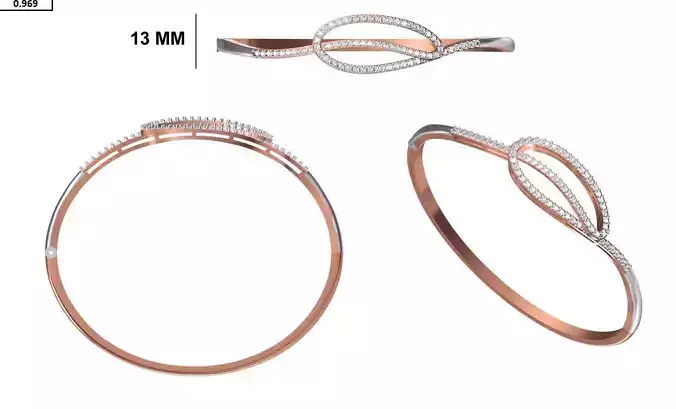Women Bangle Bracelet STL JCD Details