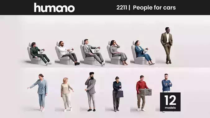 Humano 12- Collection 2211 - PEOPLE FOR CARS - 12 x 3D models  3D model