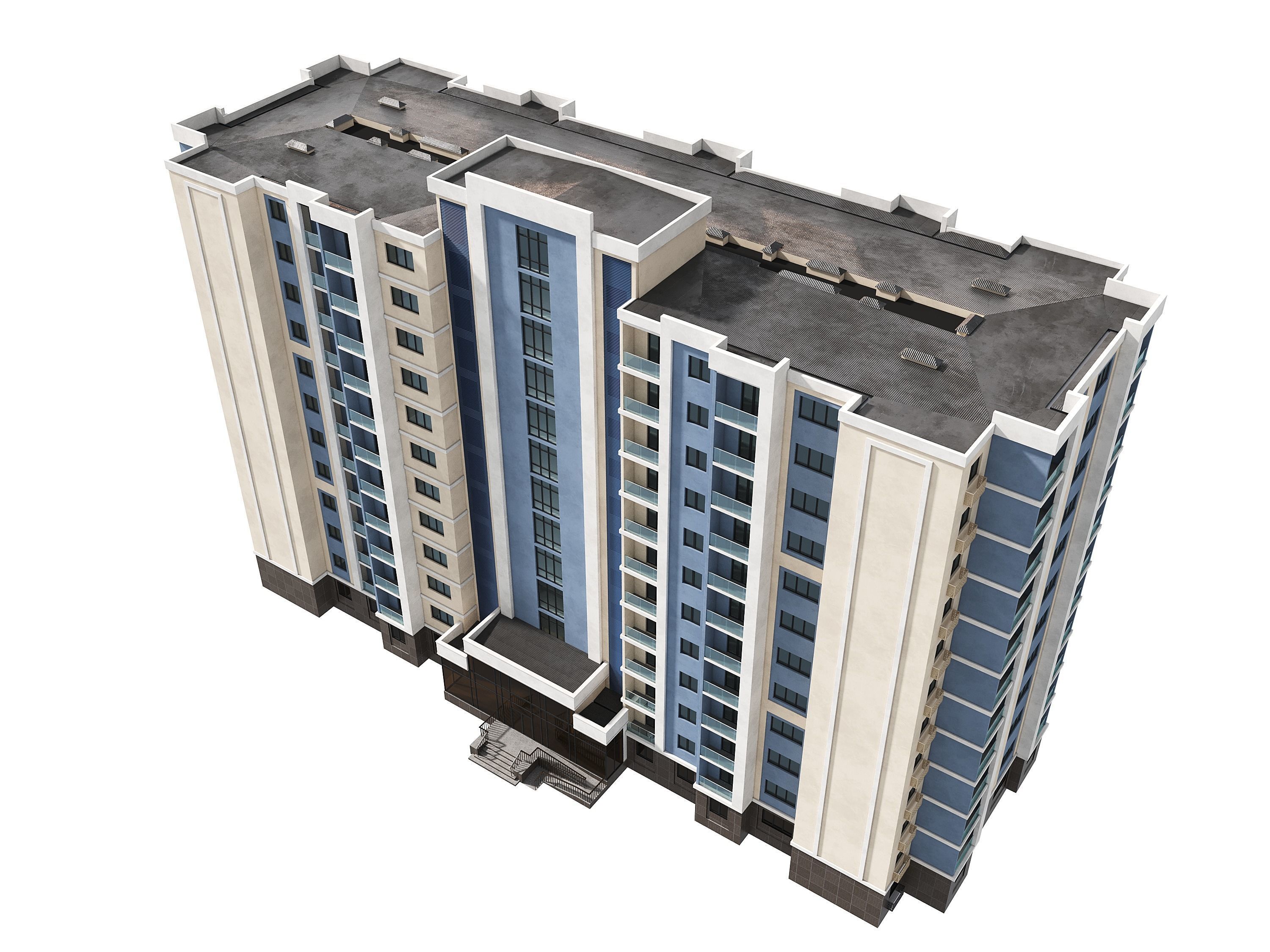 Residential Building 002 3D model_4