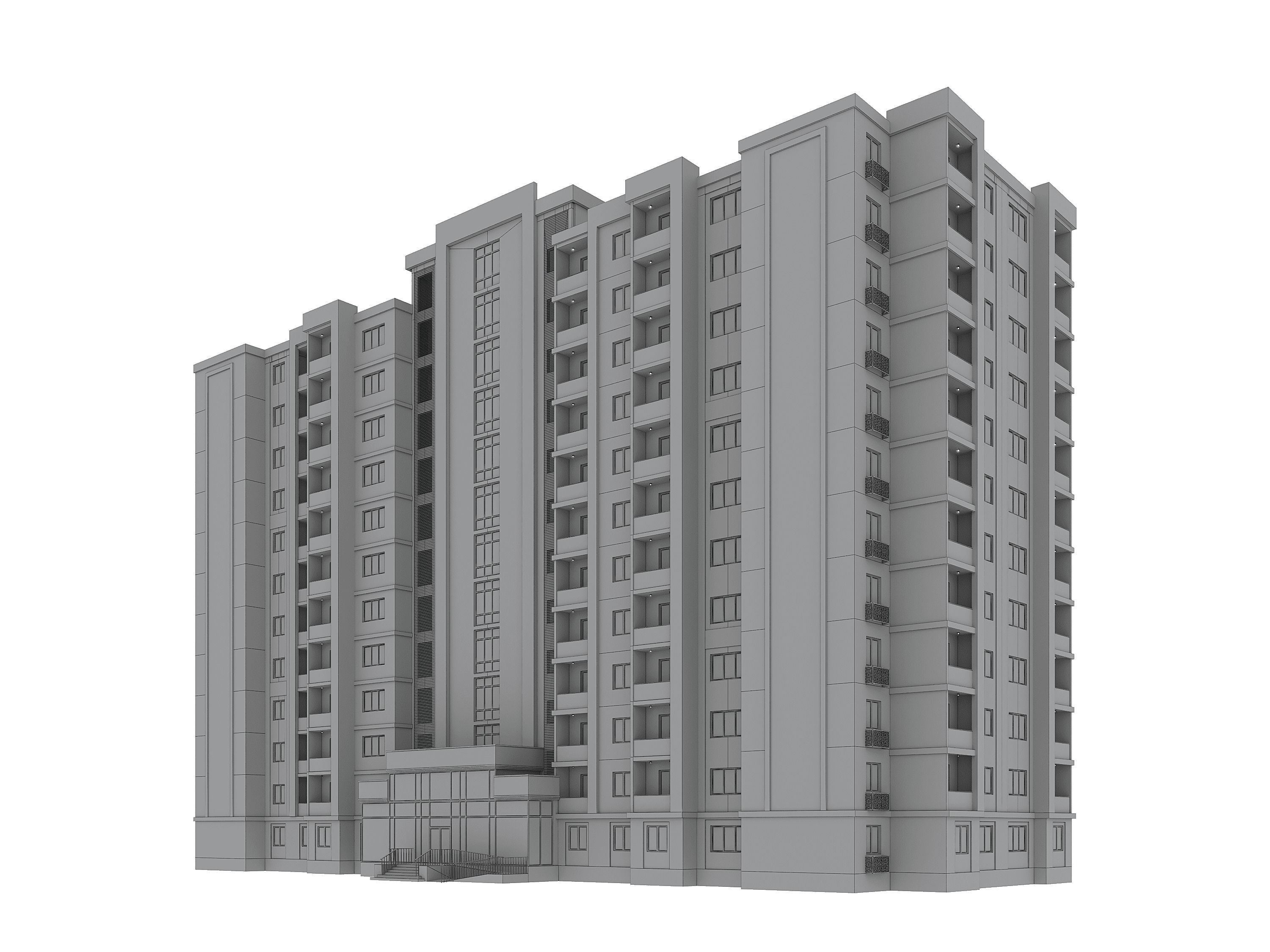 Residential Building 002 3D model_7