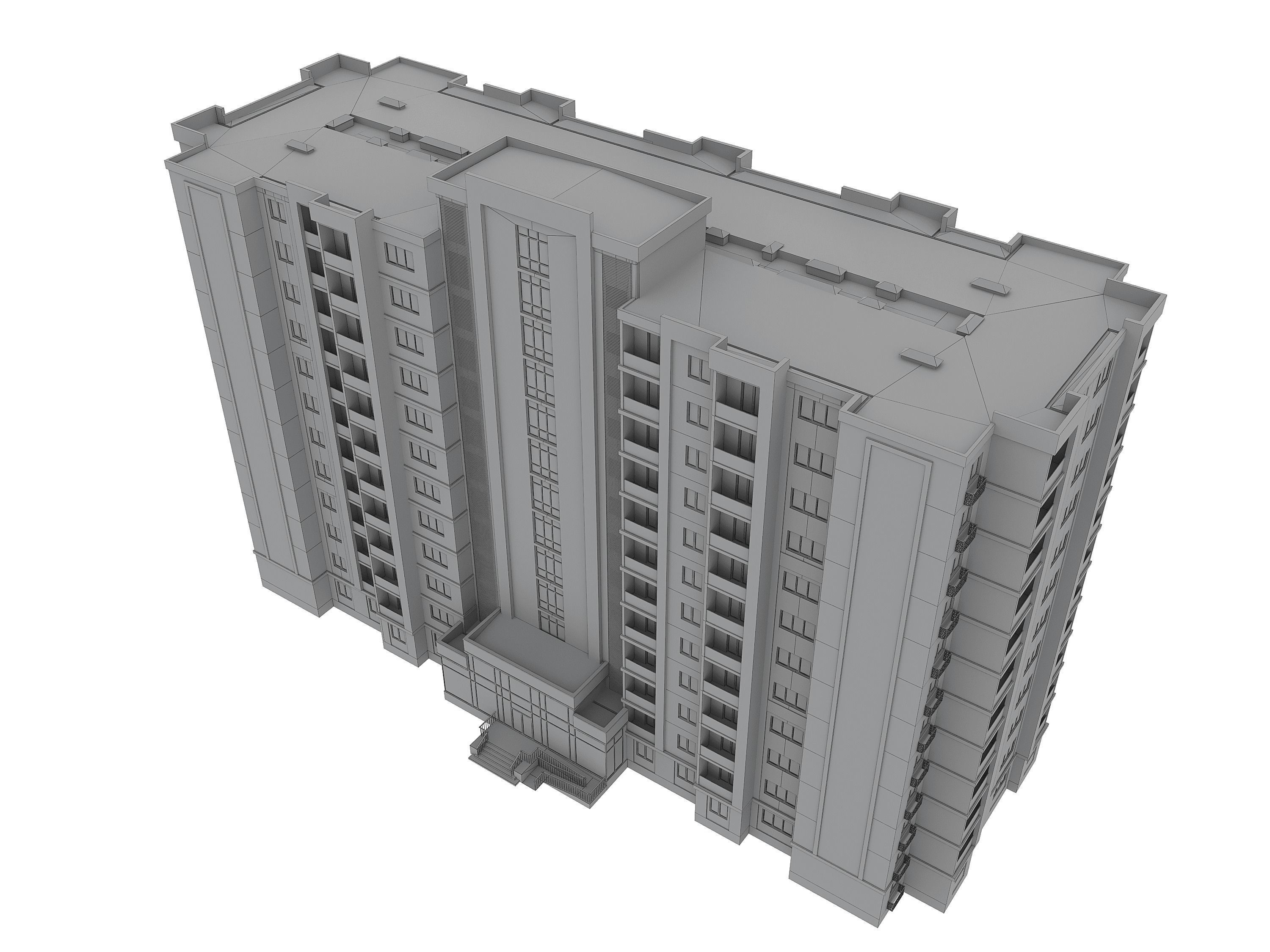 Residential Building 002 3D model_6