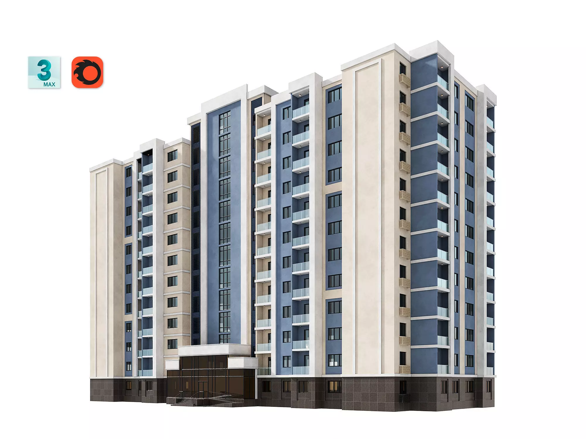 Residential Building 002 3D model_0