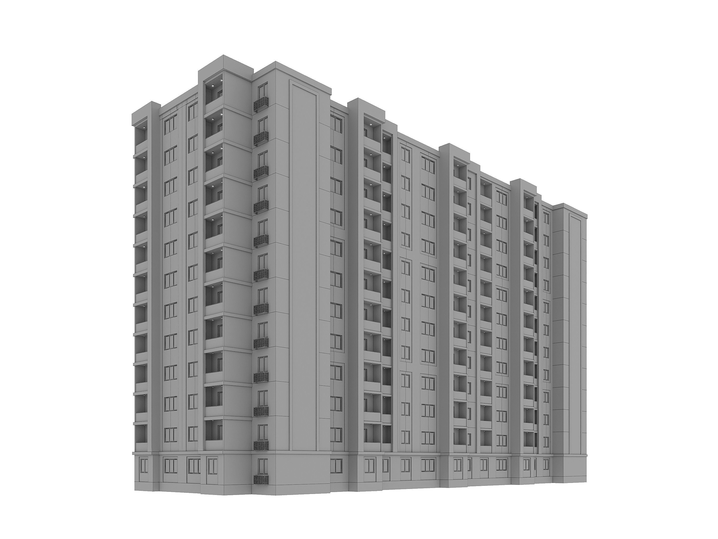 Residential Building 002 3D model_9