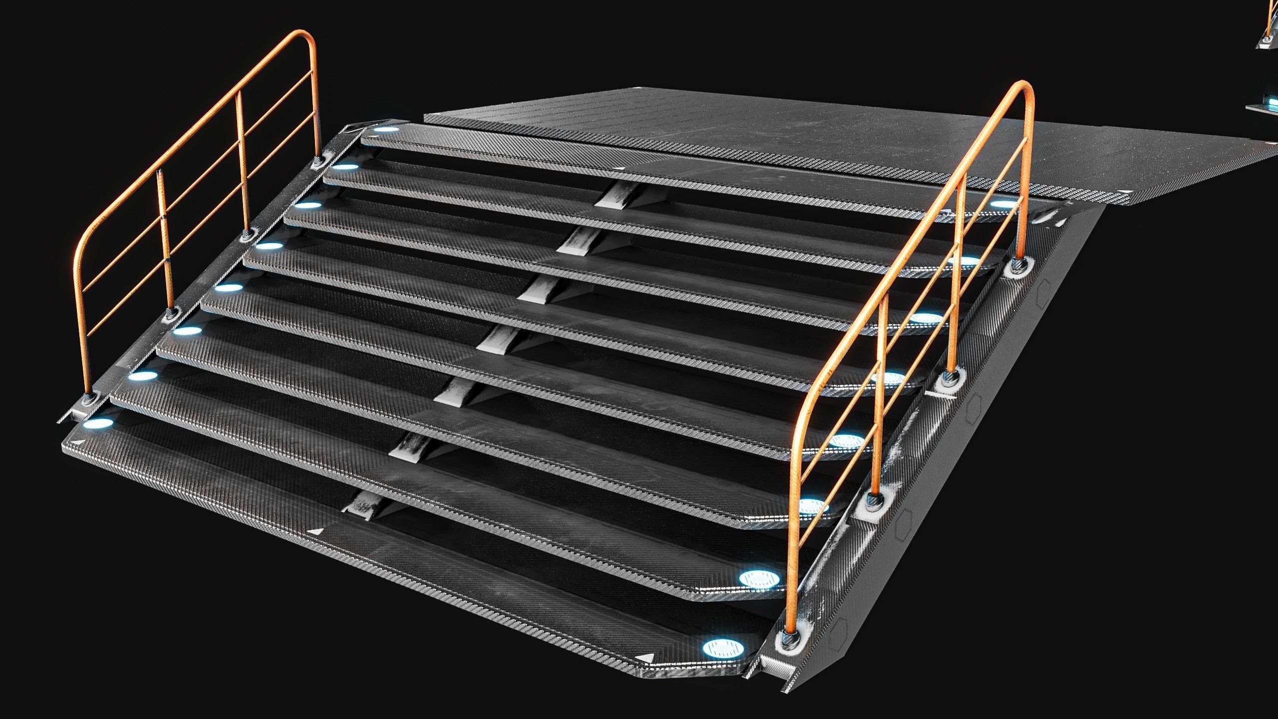 Sci-fi Staircase And floor plate Pack Low-poly 3D model_5