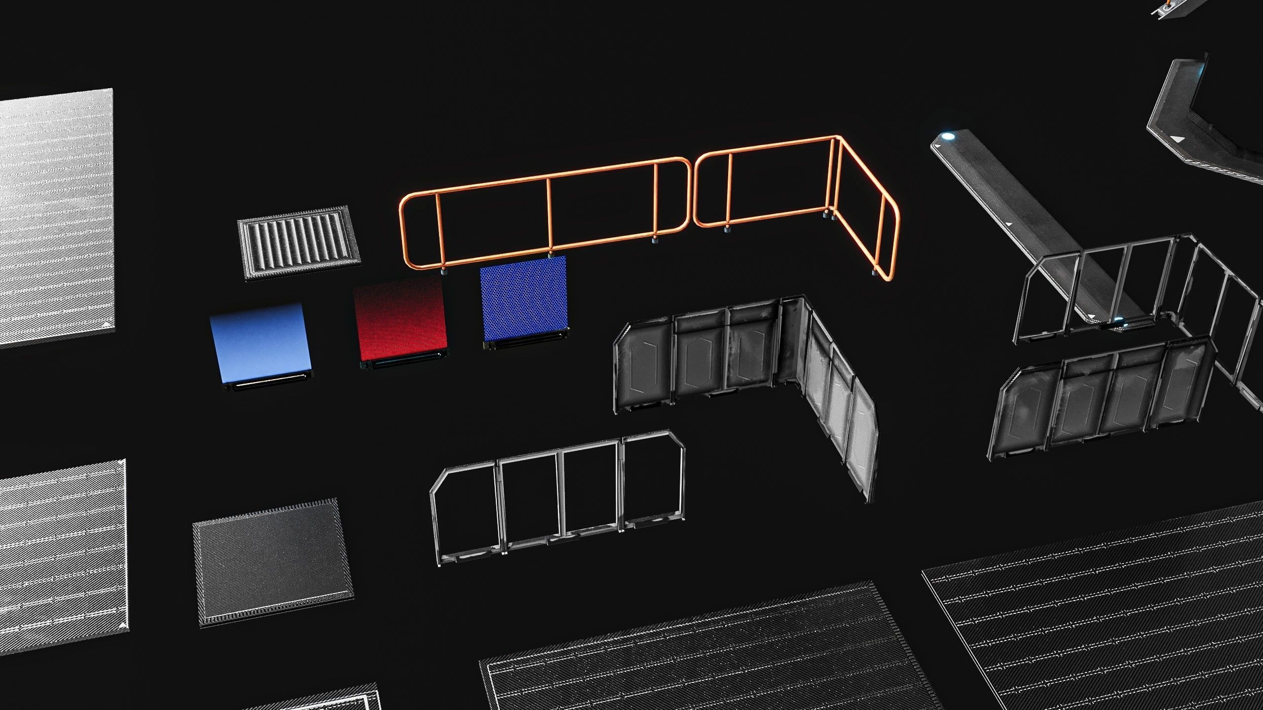 Sci-fi Staircase And floor plate Pack Low-poly 3D model_12