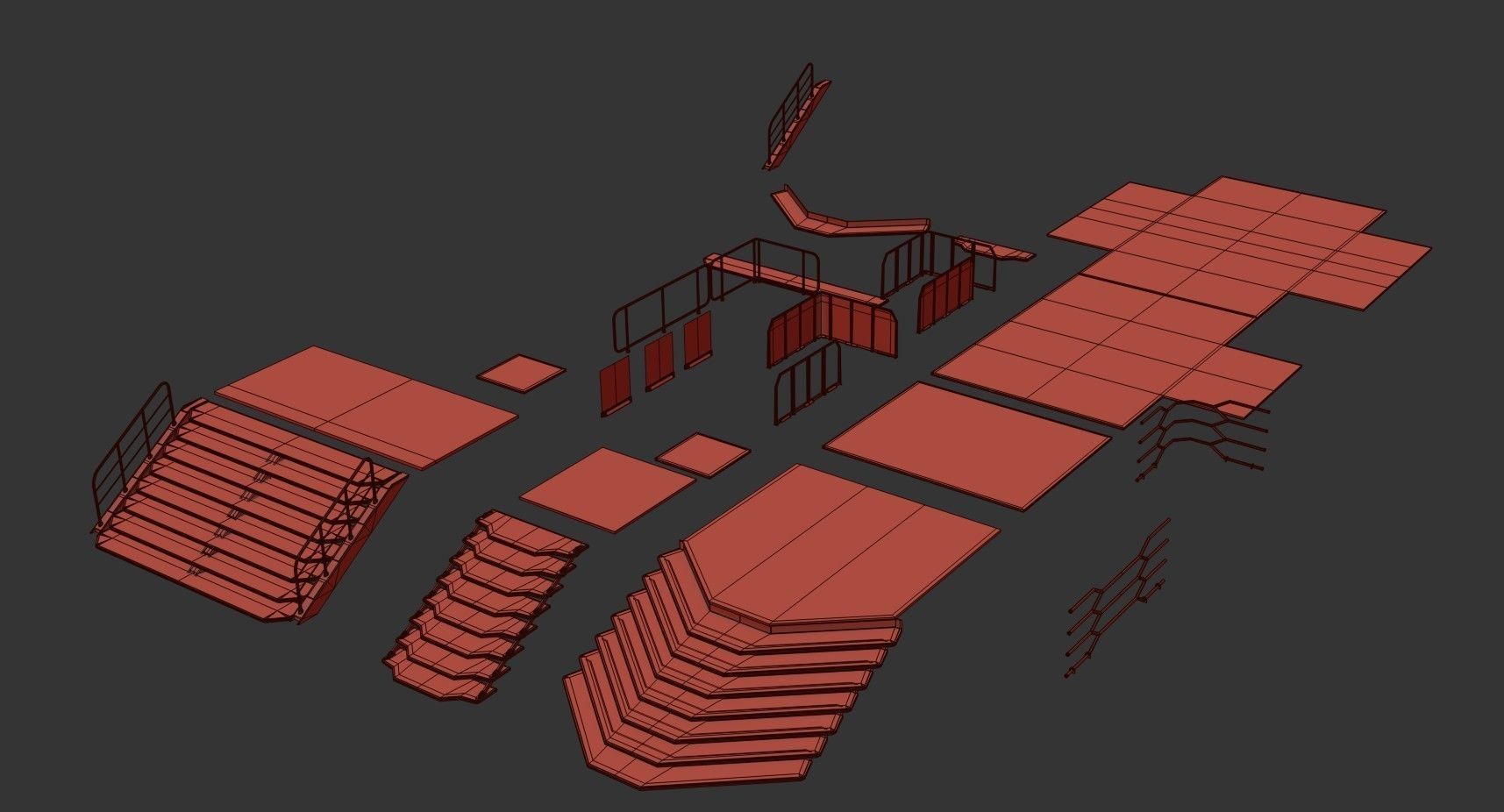 Sci-fi Staircase And floor plate Pack Low-poly 3D model_22