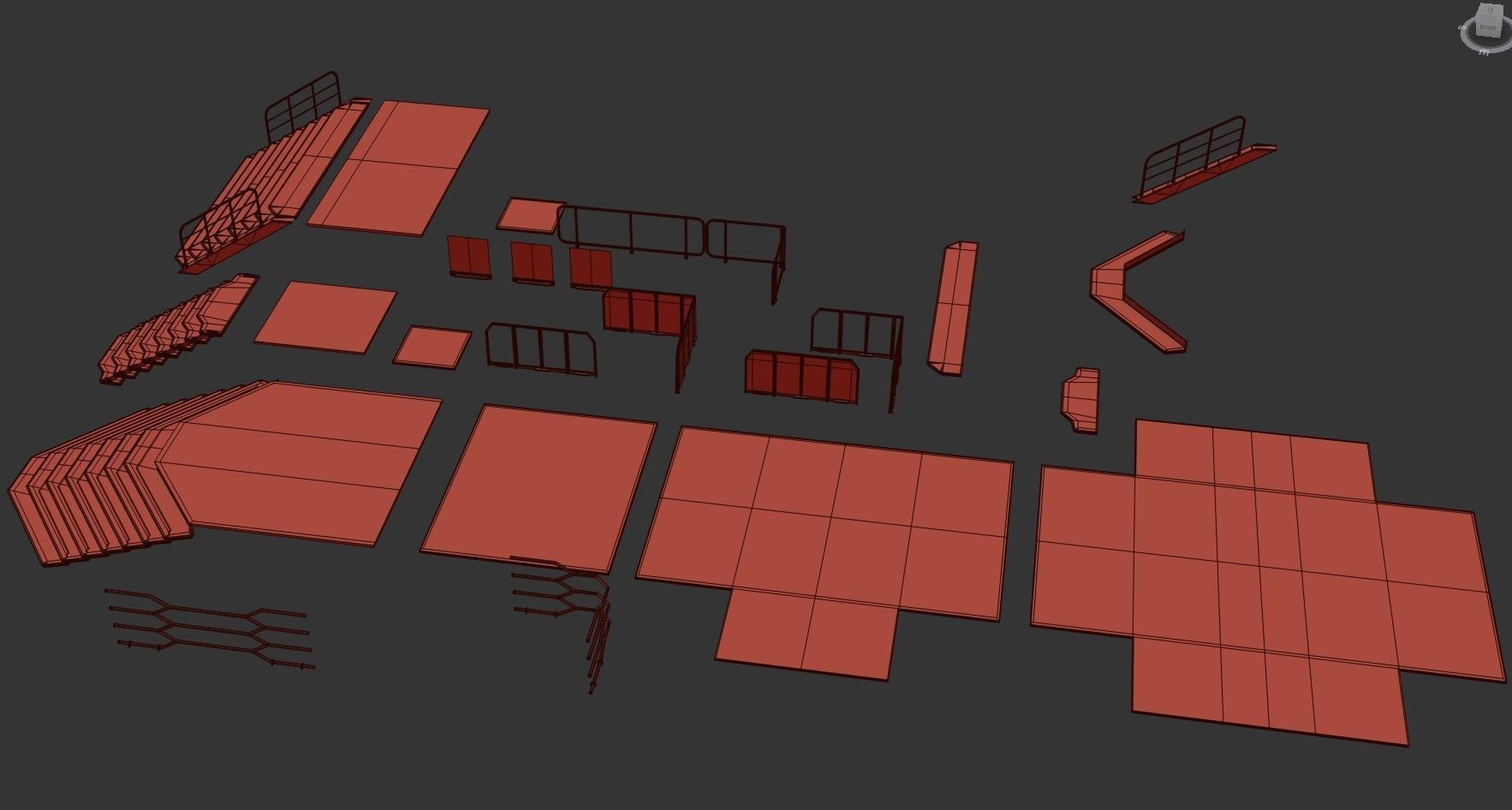 Sci-fi Staircase And floor plate Pack Low-poly 3D model_23