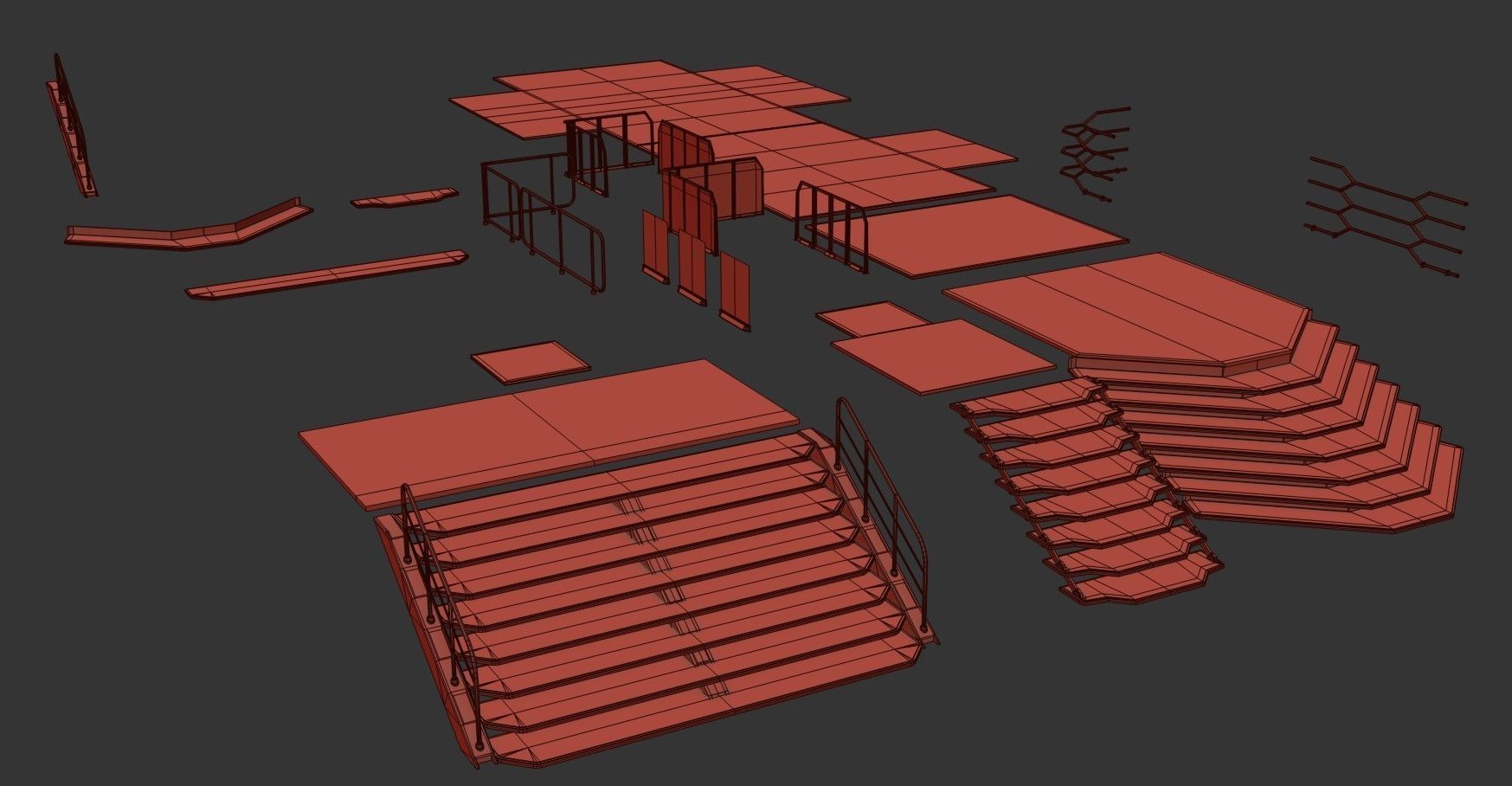 Sci-fi Staircase And floor plate Pack Low-poly 3D model_21