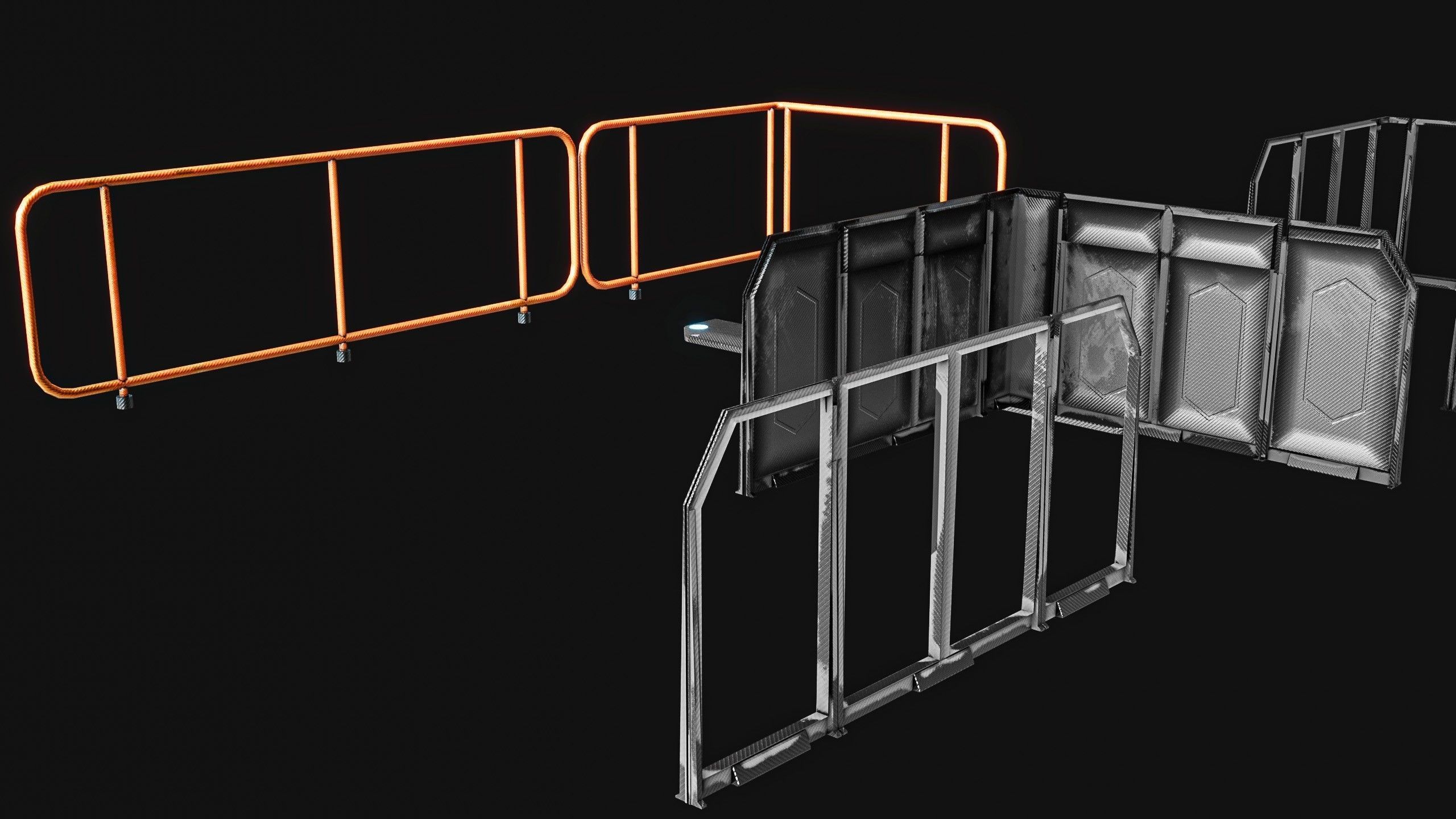 Sci-fi Staircase And floor plate Pack Low-poly 3D model_14