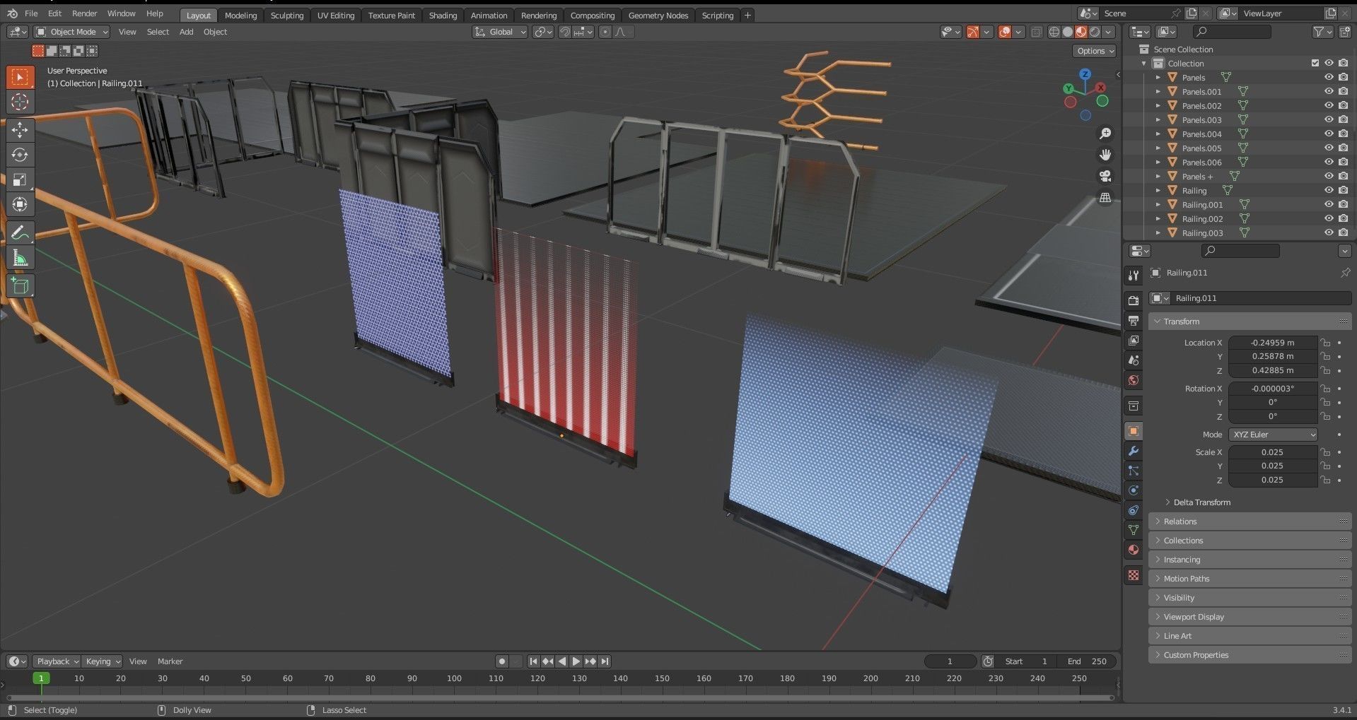Sci-fi Staircase And floor plate Pack Low-poly 3D model_20