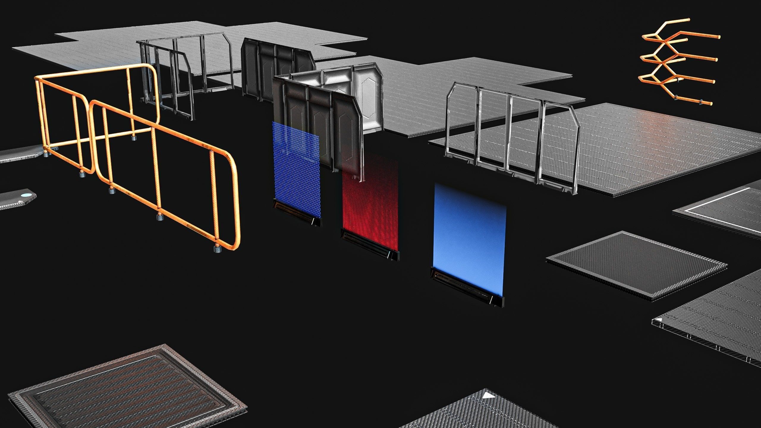 Sci-fi Staircase And floor plate Pack Low-poly 3D model_18