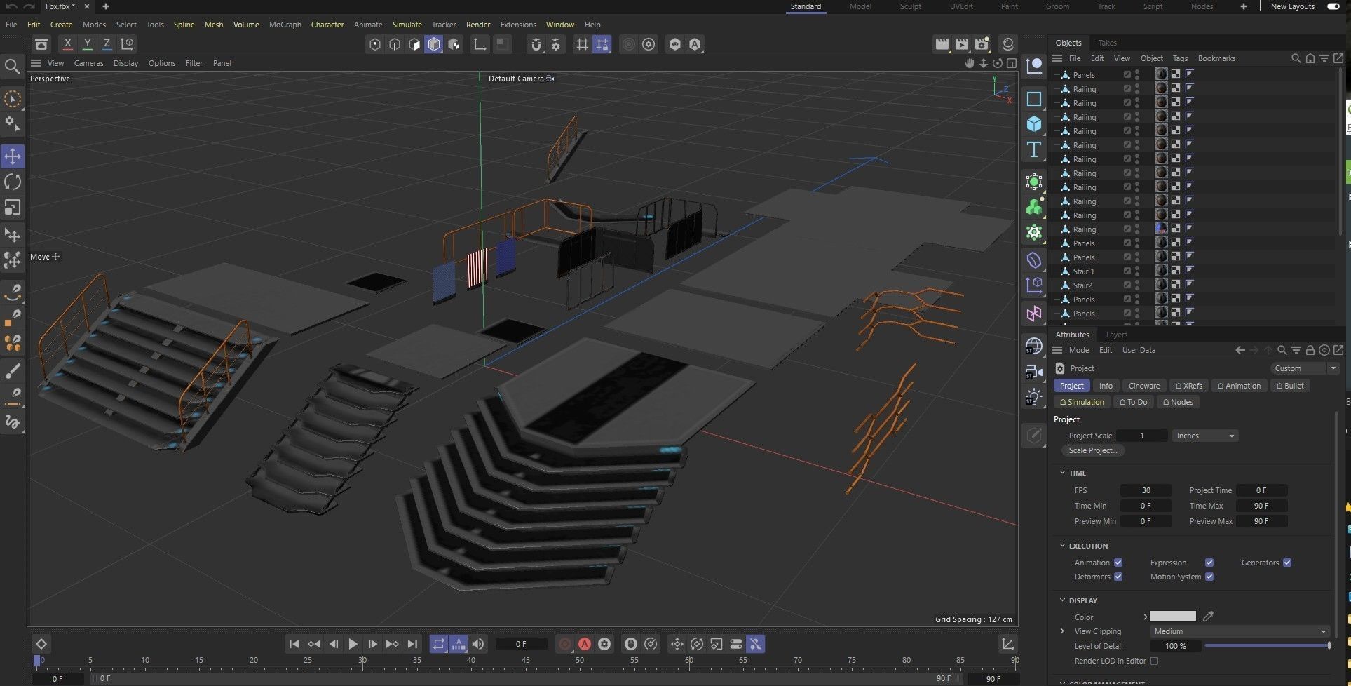 Sci-fi Staircase And floor plate Pack Low-poly 3D model_17