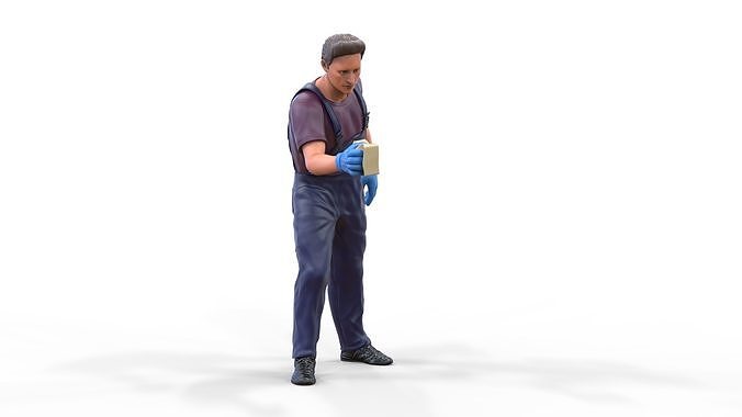 N6 Car Wash Worker with Sponge 3D print model 5