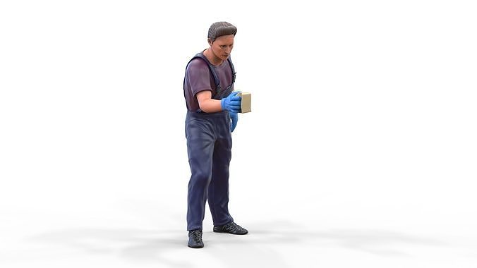 N6 Car Wash Worker with Sponge 3D print model 4