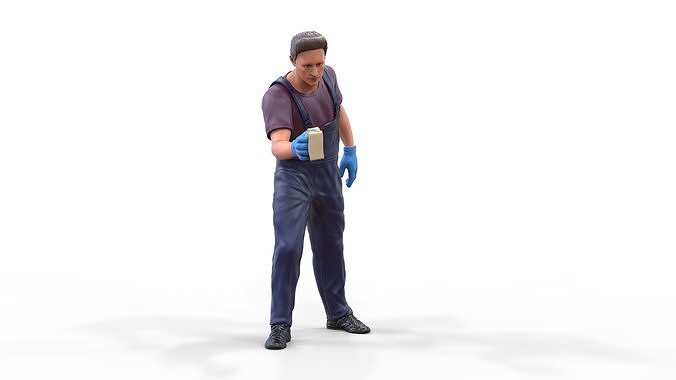 N6 Car Wash Worker with Sponge 3D print model 6