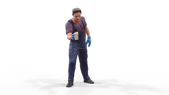 N6 Car Wash Worker with Sponge 3D print model 7