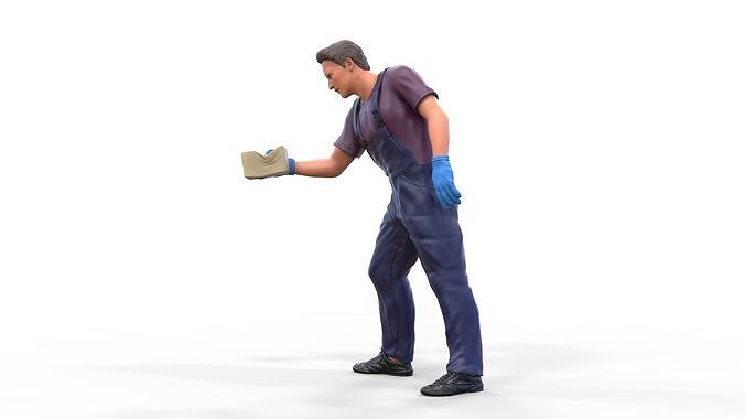 N6 Car Wash Worker with Sponge 3D print model 2