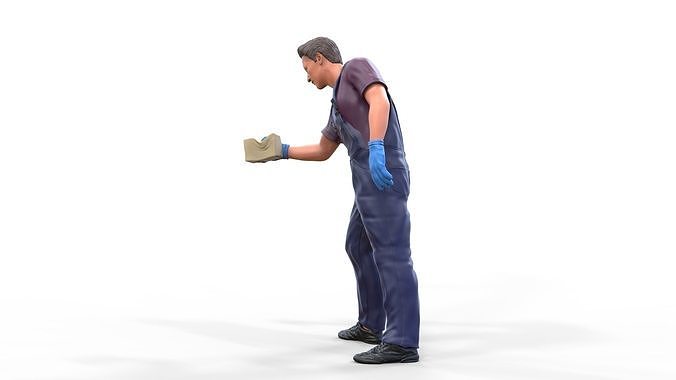 N6 Car Wash Worker with Sponge 3D print model 3
