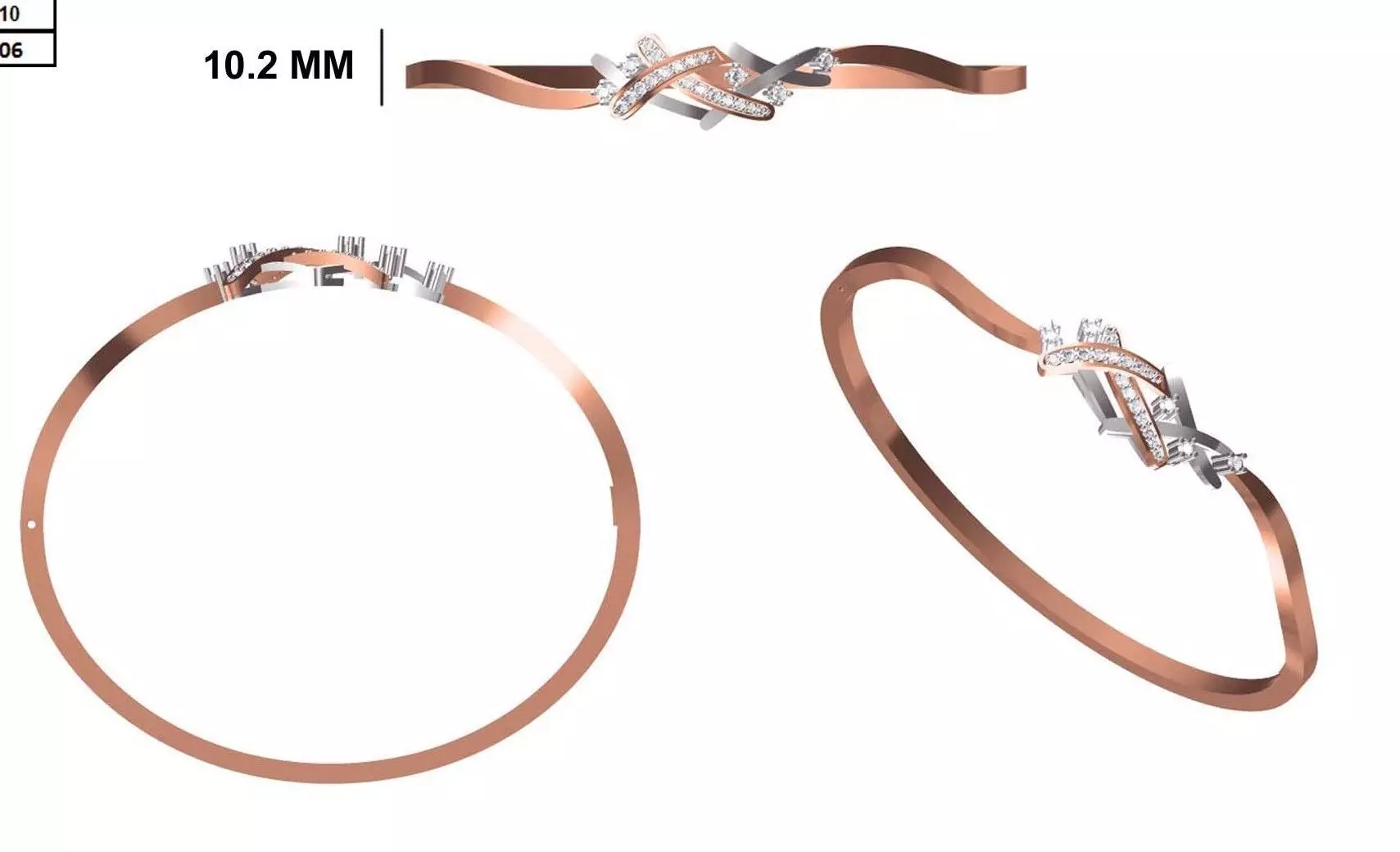 Women Bangle Bracelet STL JCD Details 3D print model_0