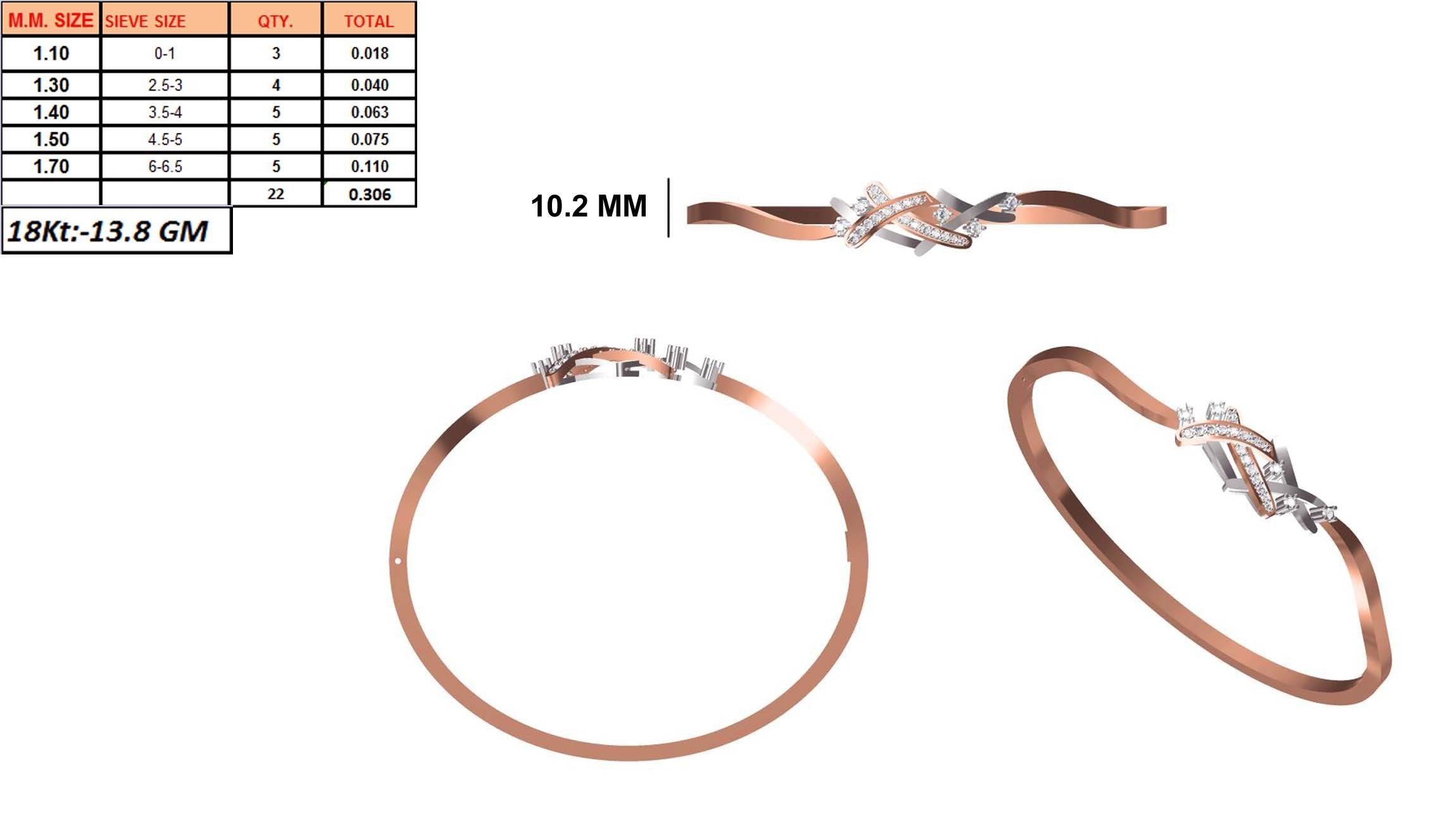 Women Bangle Bracelet STL JCD Details 3D print model_1