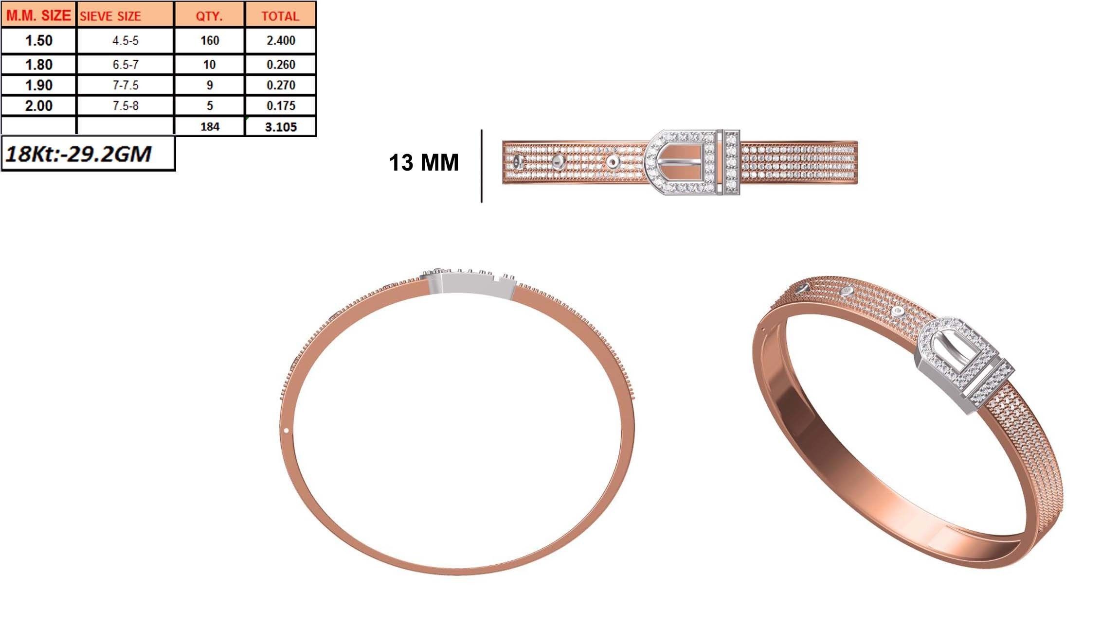 Women Bangle Bracelet STL JCD Details 3D print model_1