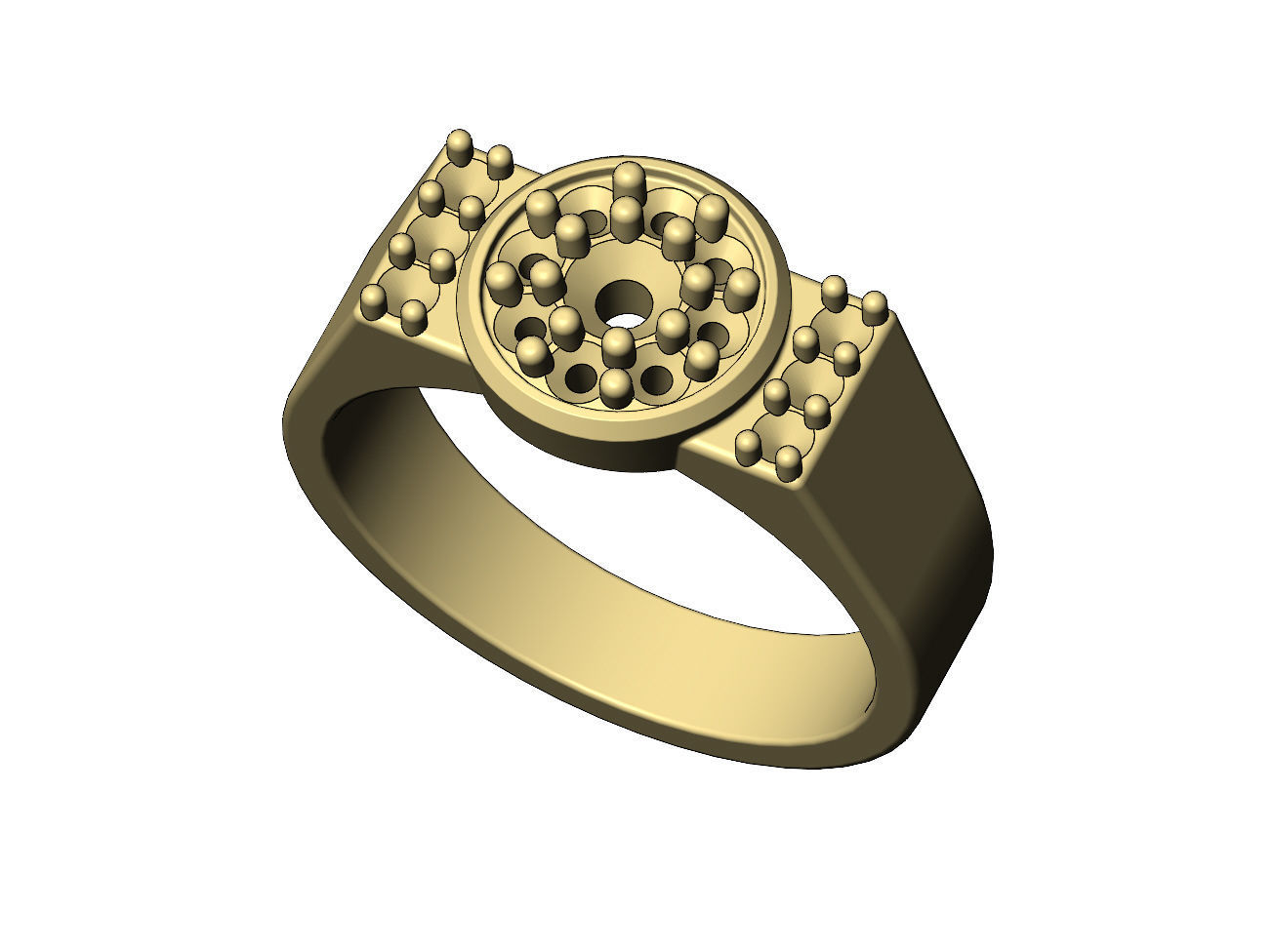 Round cluster and diamond sides ring US sizes 7 8 9 3D print model_6